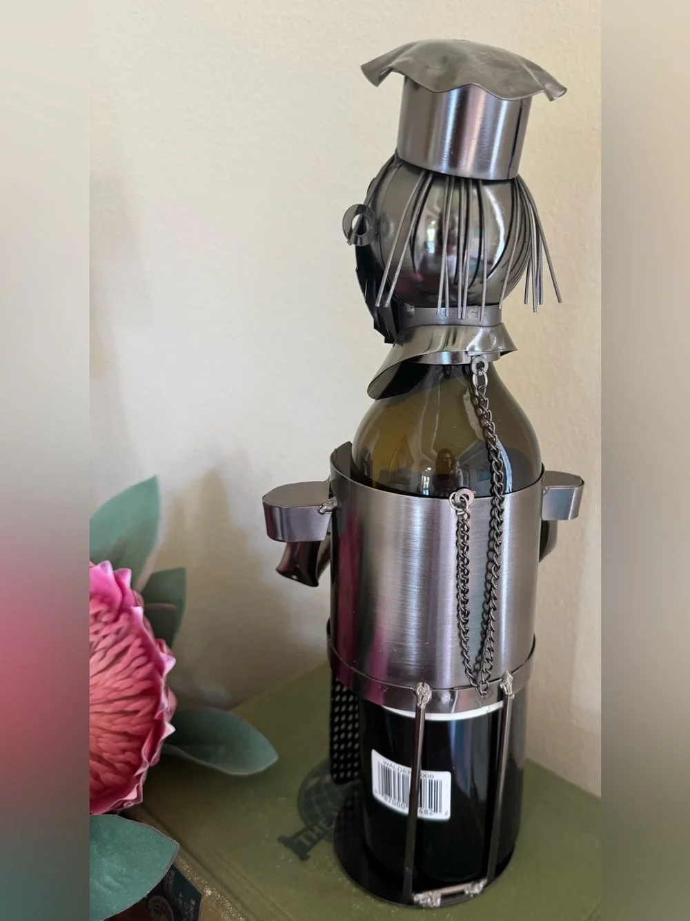 Metal Wine Bottle Holder. WINE BOTTLE NOT INCLUDED!